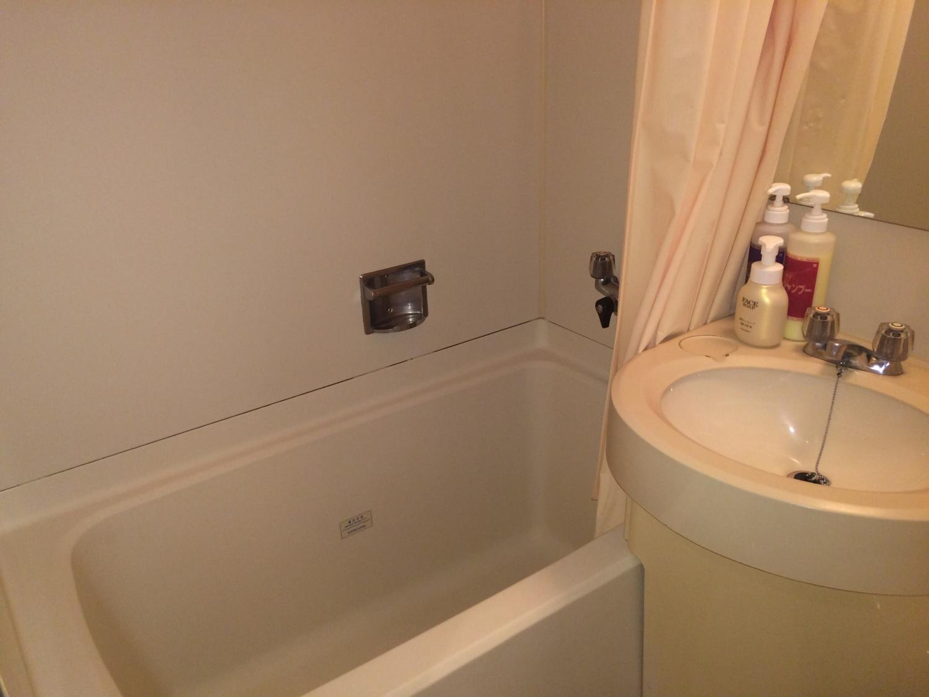 combined shower/bathtub, hair dryer, slippers, towels