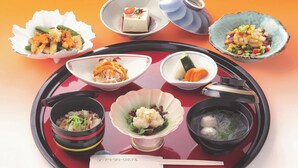 A variety of Japanese dishes arranged on a tray. - Akita Park Hotel (Akita)