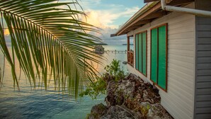 A coastal building with a view of the sea and a palm tree. - Fatboys Resort (Mbambanga Island)