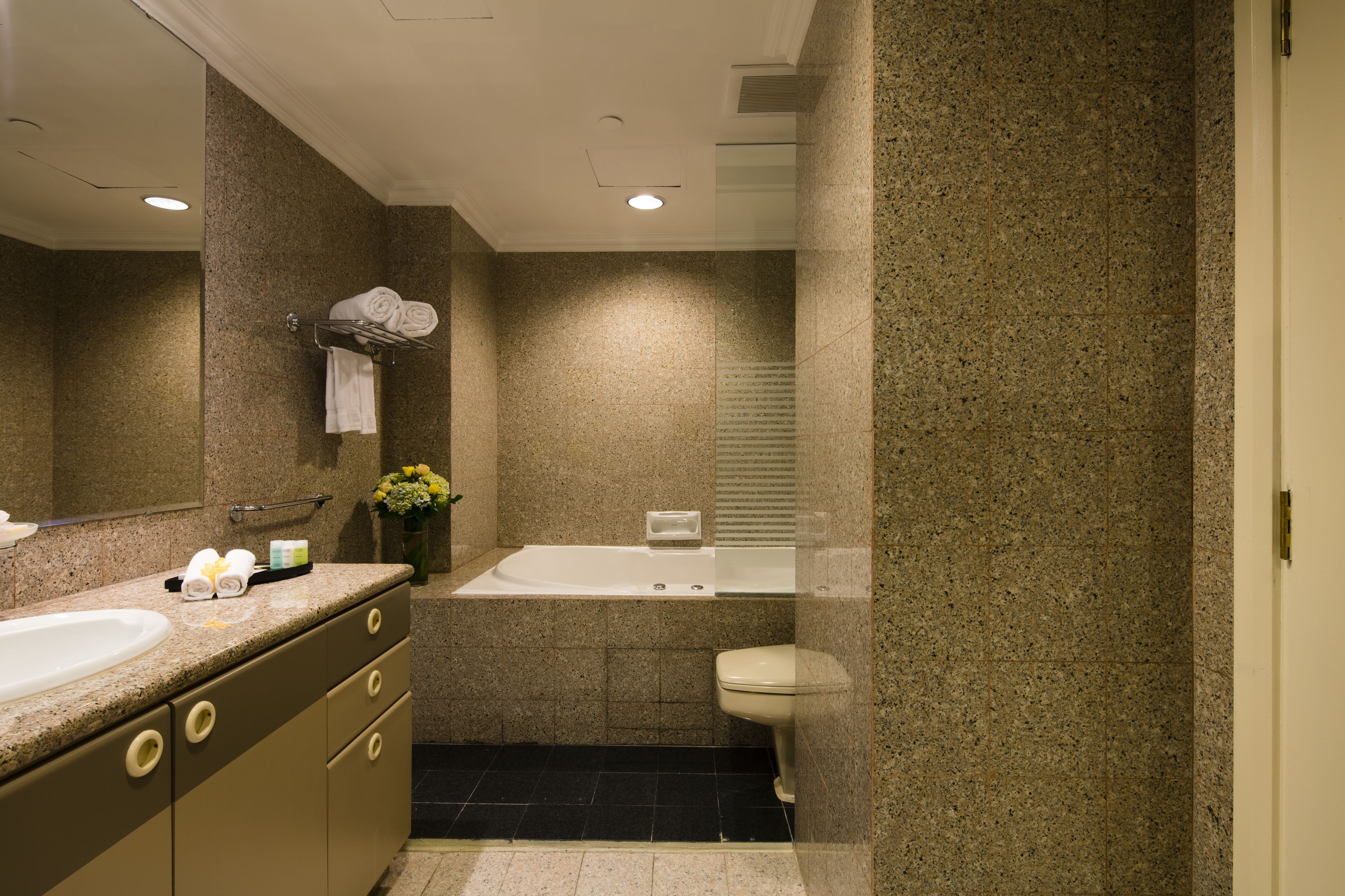 penthouse | bathroom | free toiletries, hair dryer, bathrobes, slippers