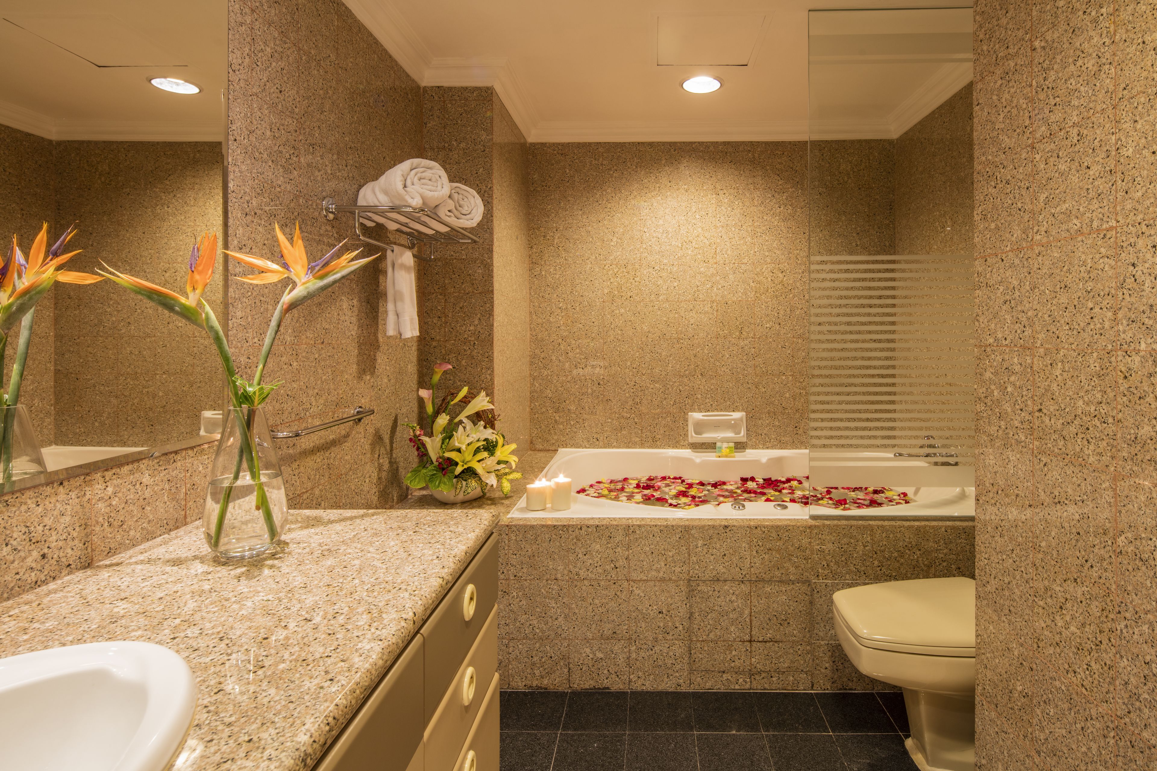 penthouse | bathroom | free toiletries, hair dryer, bathrobes, slippers