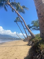 On the beach, beach towels