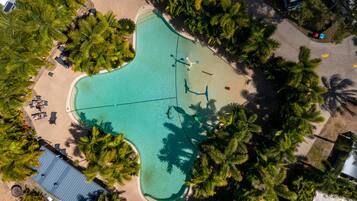 2 outdoor pools, open 7:30 AM to 6:00 PM, pool umbrellas, pool loungers