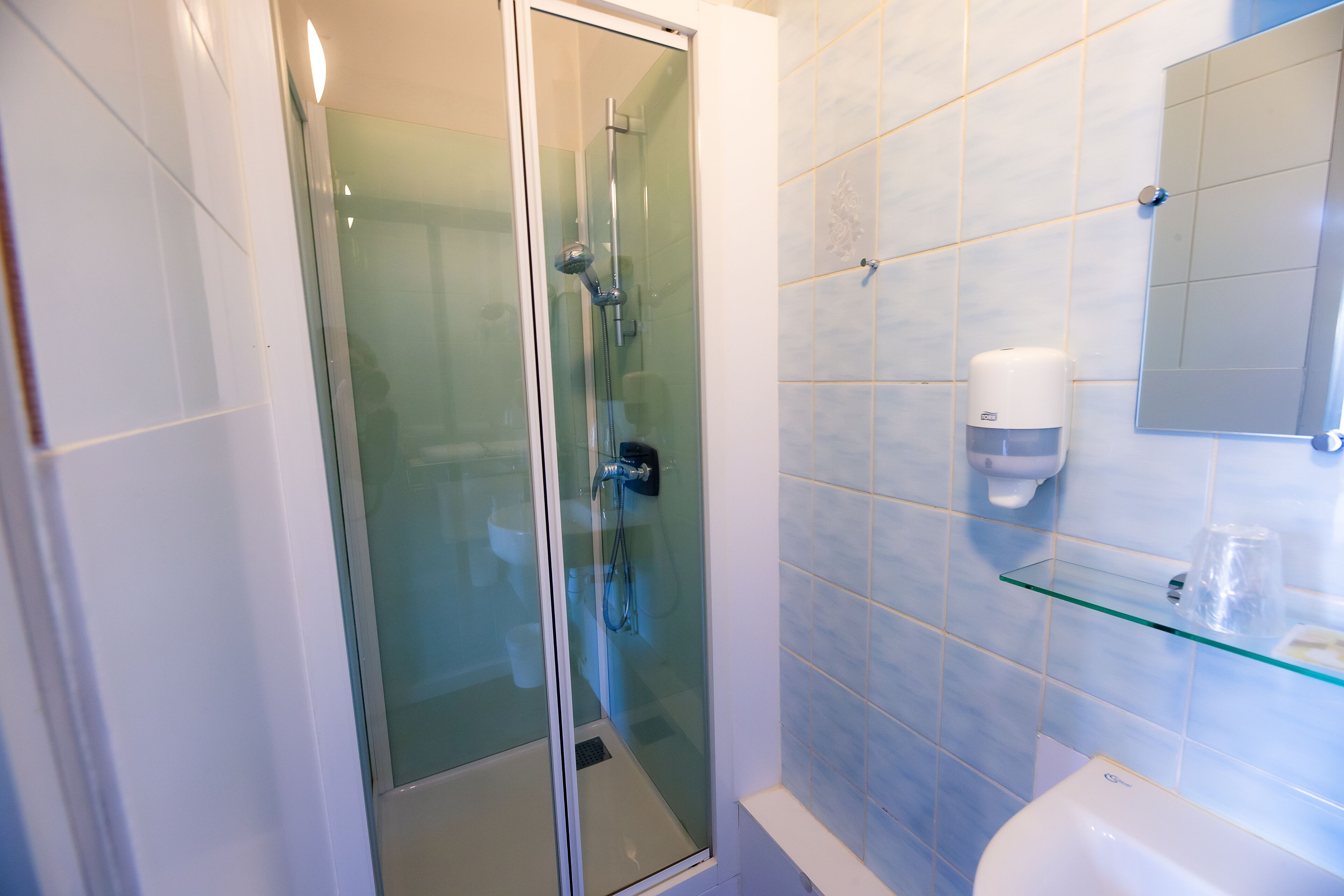 free toiletries, hair dryer, towels