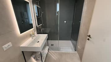 Shower, free toiletries, hair dryer, bidet