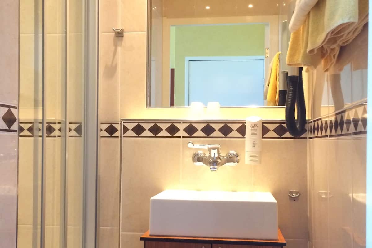 superior double room, balcony | bathroom | hair dryer, towels