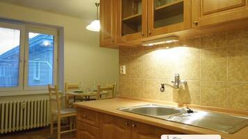 Superior Apartment, 1 Bedroom, Kitchen, River View | Private kitchen | Fridge, microwave, stovetop, espresso maker