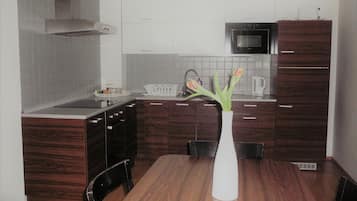 Luxury Apartment, 1 Bedroom, Balcony | Private kitchenette | Full-sized fridge, microwave, coffee/tea maker