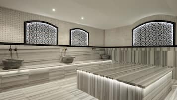 Sauna, steam room, Turkish bath/hammam, aromatherapy, hot stone massages