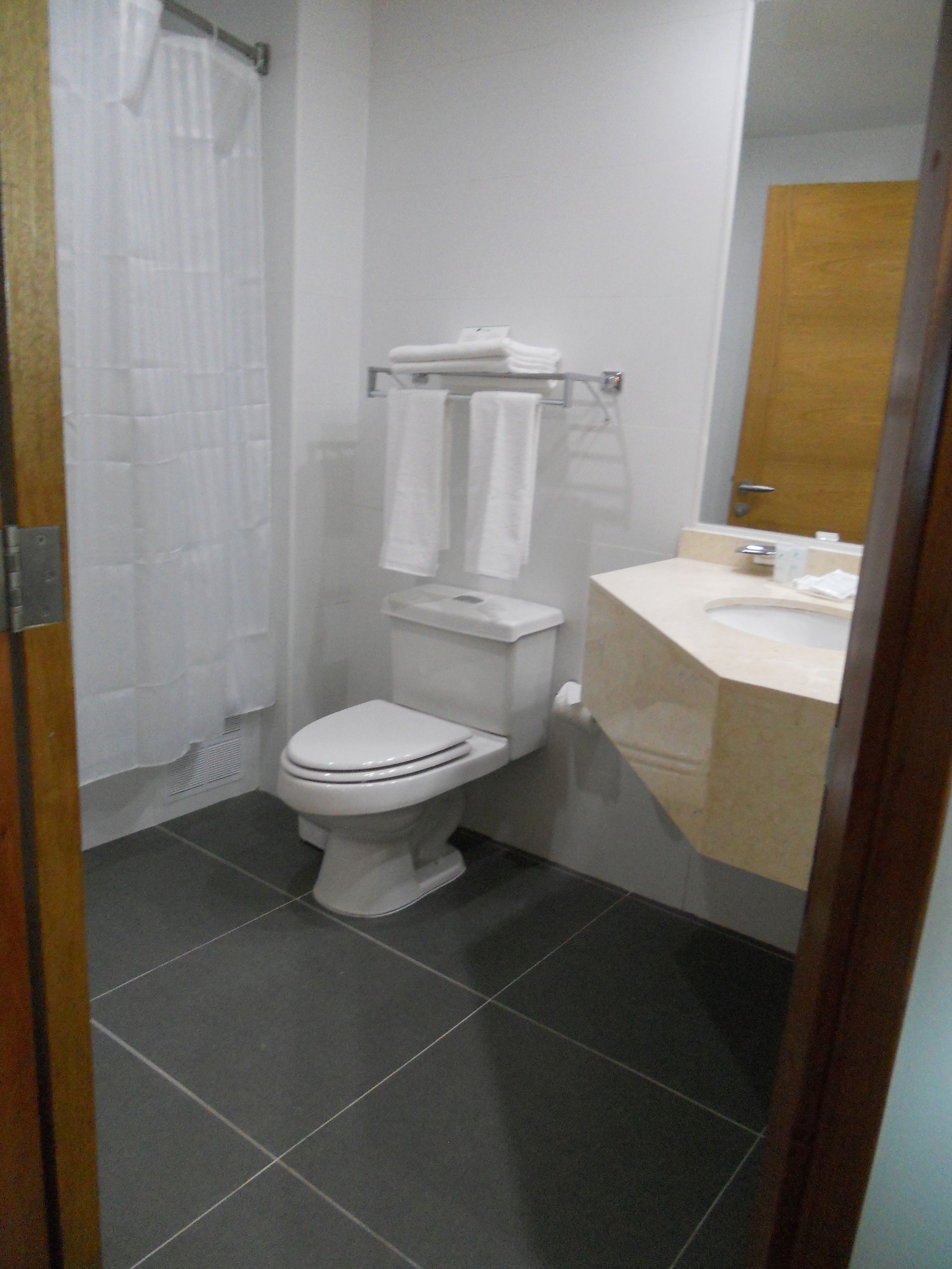 combined shower/bathtub, free toiletries, hair dryer, towels