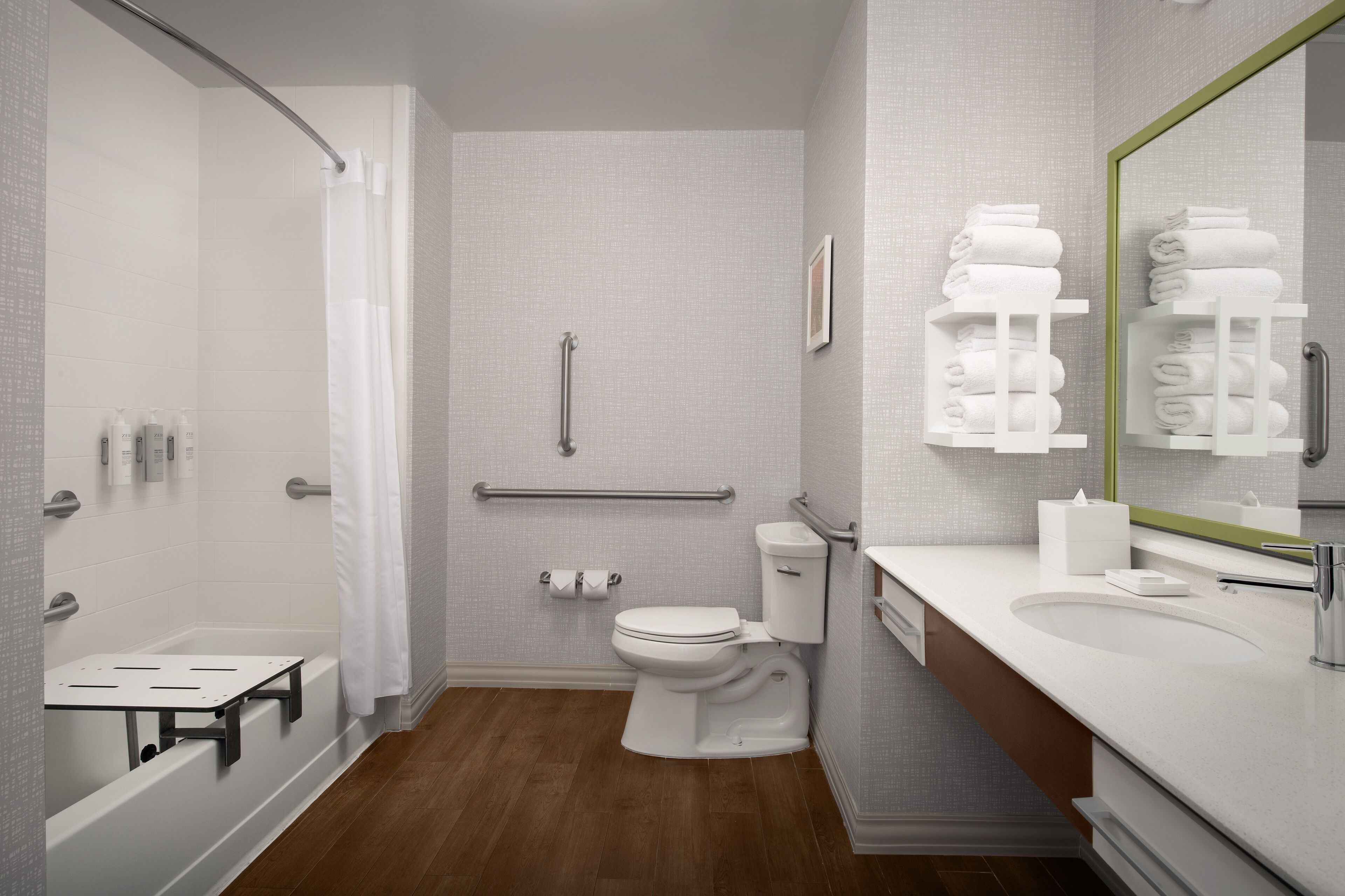 free toiletries, hair dryer, towels