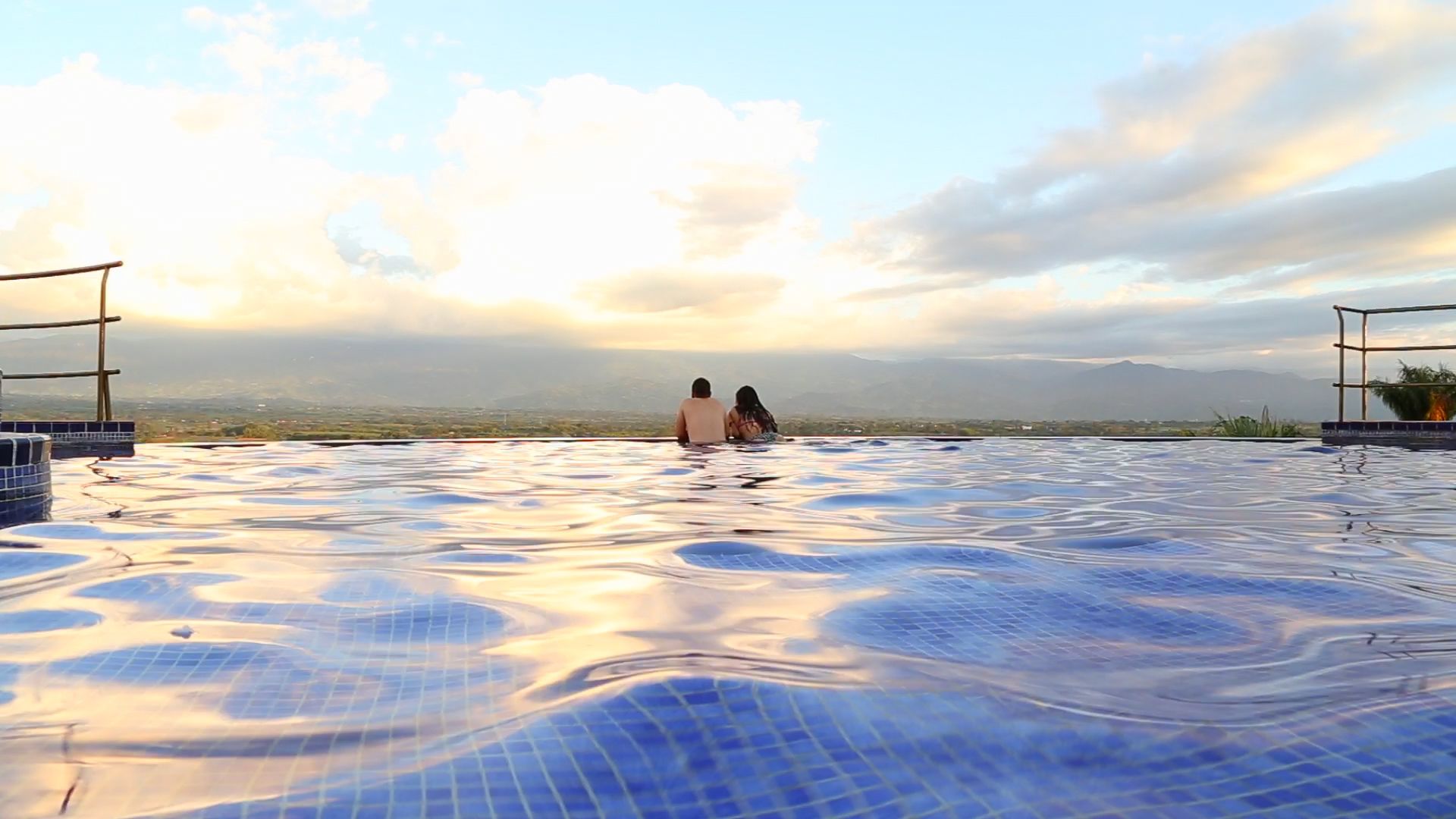 outdoor pool, pool umbrellas, pool loungers