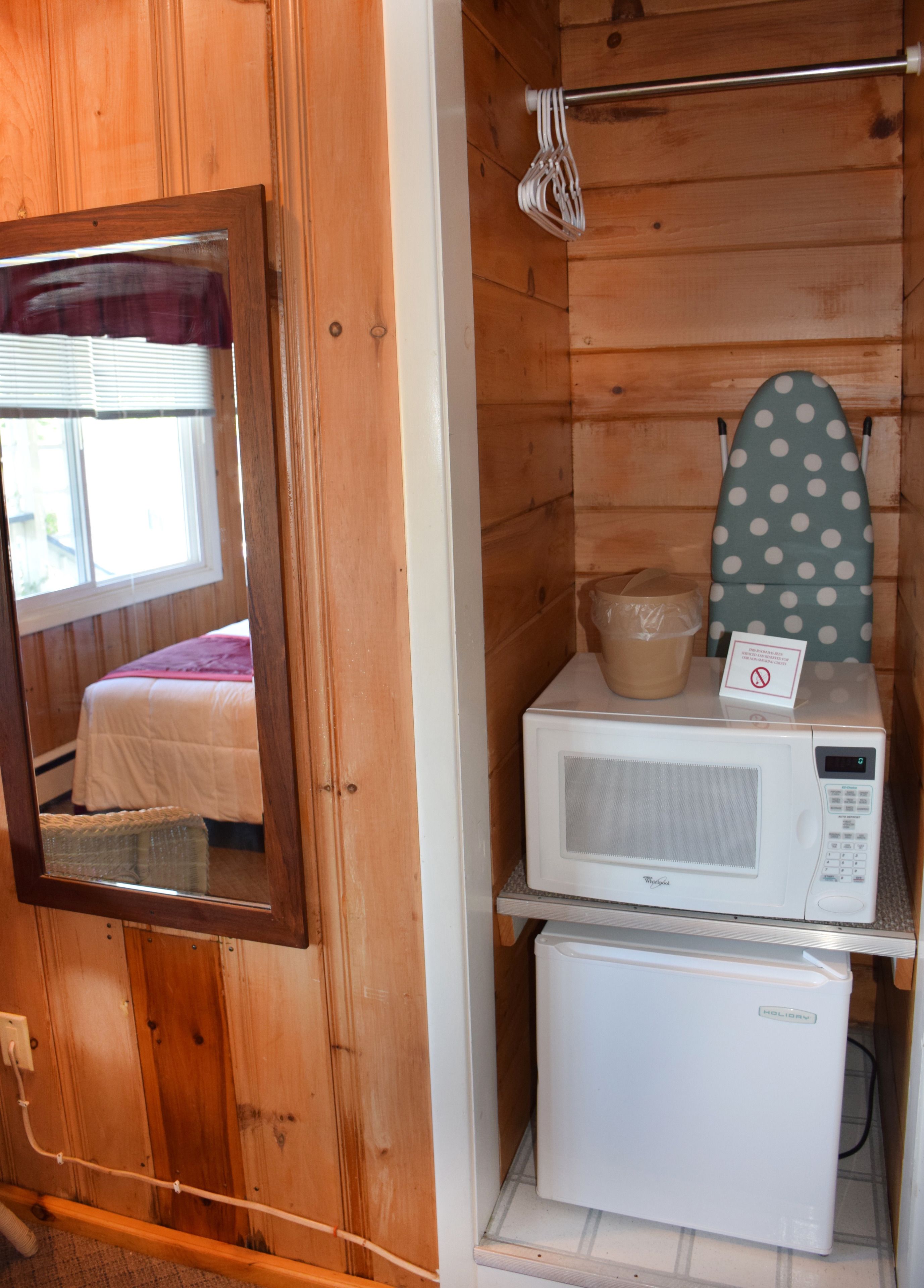 blackout curtains, iron/ironing board, free wifi, bed sheets