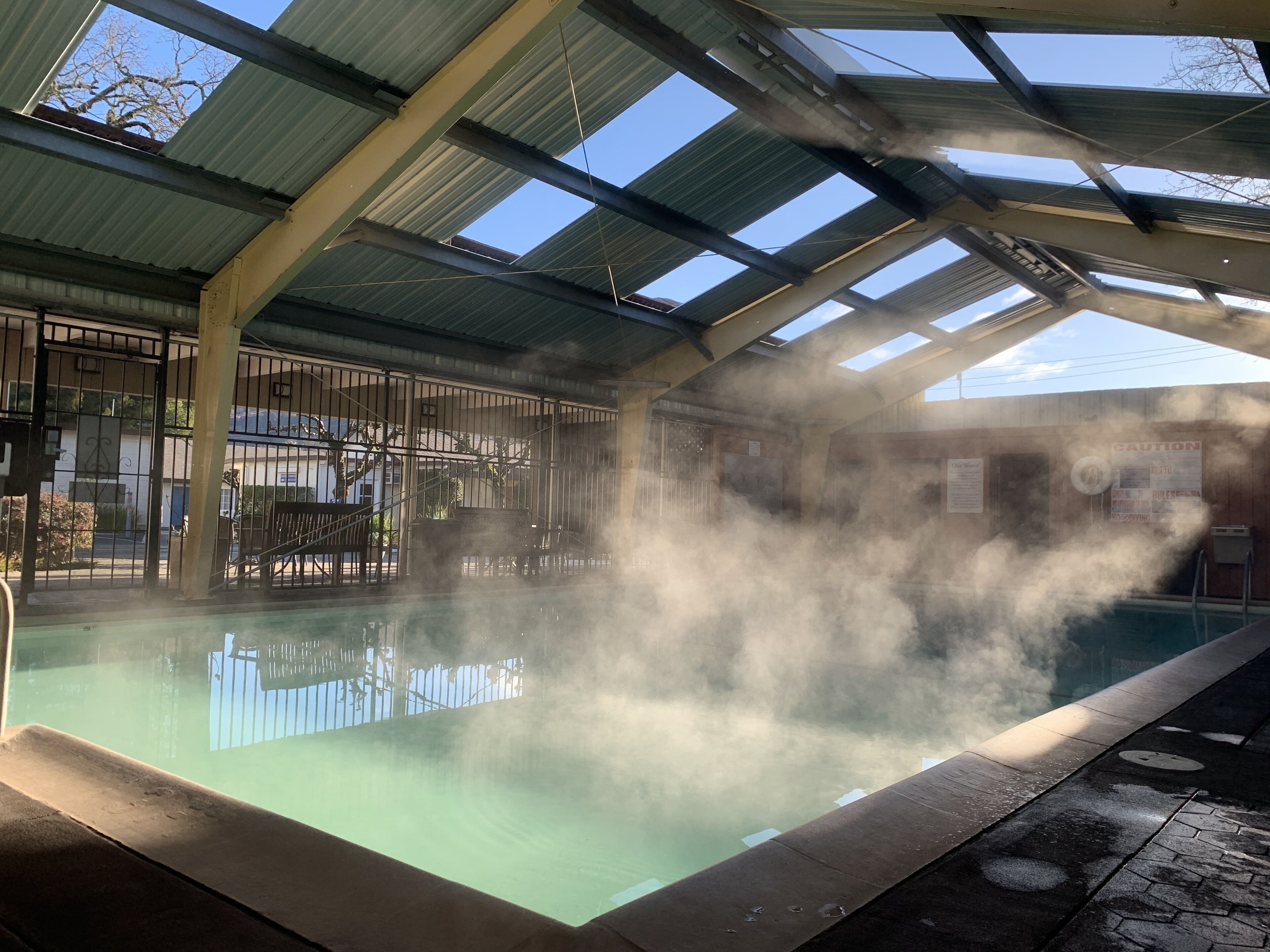 indoor pool, pool loungers
