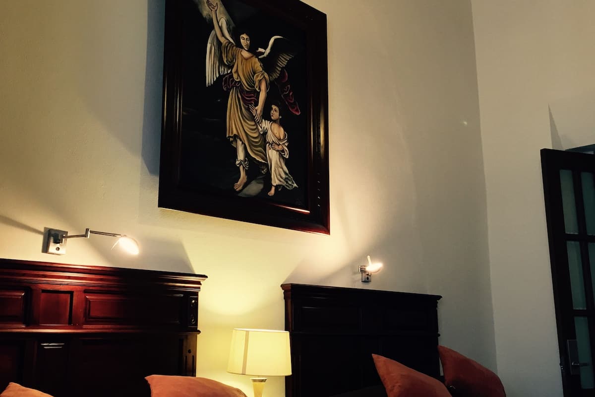 standard double room, 2 double beds | desk, laptop workspace, blackout curtains, iron/ironing board