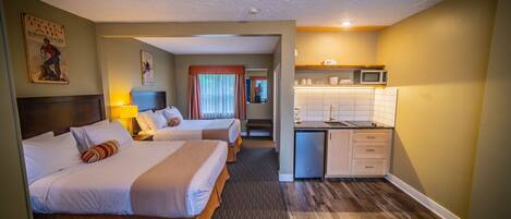 Deluxe Queen Room with Two Queen Beds | Private kitchenette | Mini-fridge, microwave, coffee/tea maker