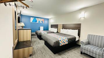 Standard Basement Room, 2 Queen Beds | Desk, blackout drapes, iron/ironing board, free WiFi