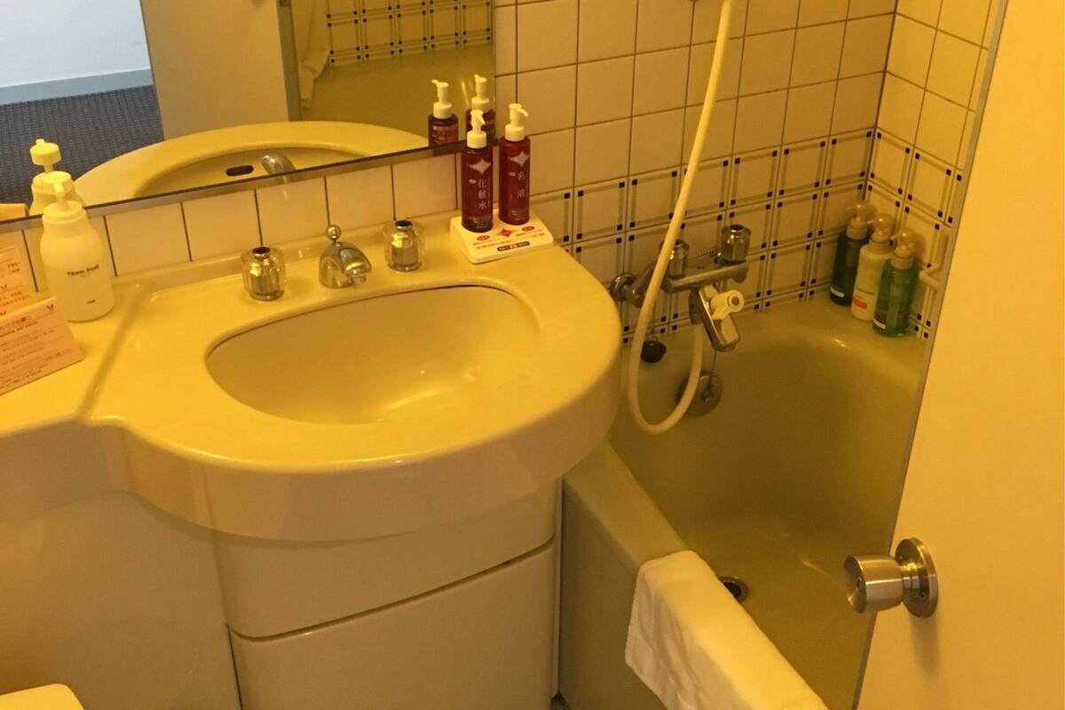 combined shower/bathtub, deep-soaking bathtub, free toiletries