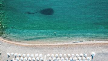 On the beach, black sand, free beach shuttle, sun-loungers