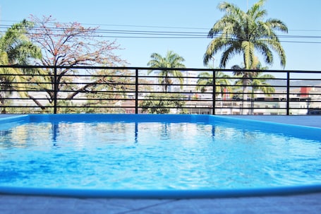 Outdoor pool, sun loungers