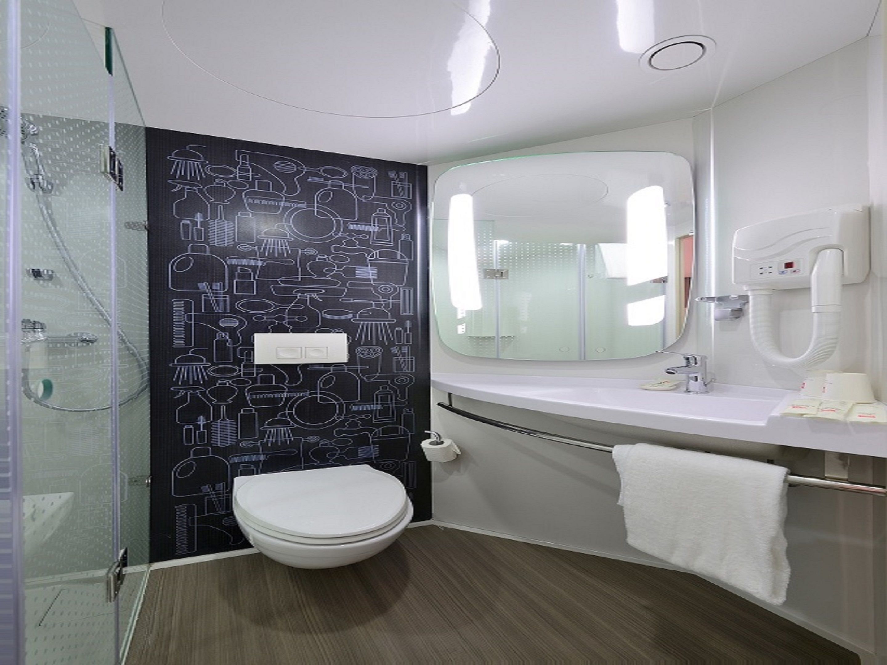 standard room | bathroom | shower, rainfall showerhead, eco-friendly toiletries, hair dryer
