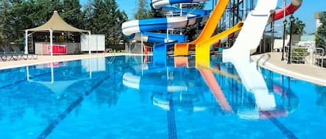 3 indoor pools, seasonal outdoor pool, pool umbrellas, sun loungers