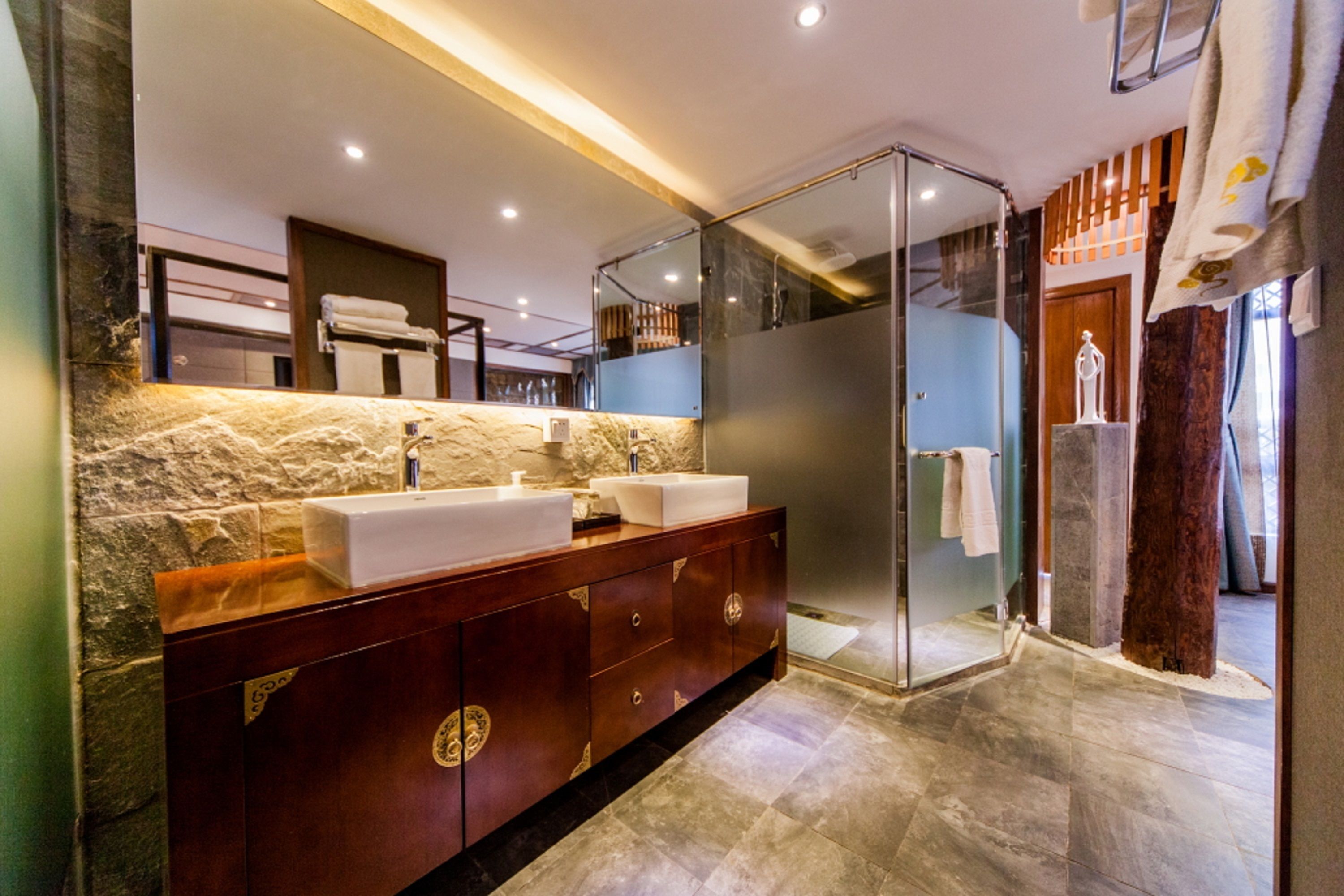 suite with garden view | premium bedding, desk, blackout curtains, soundproofing