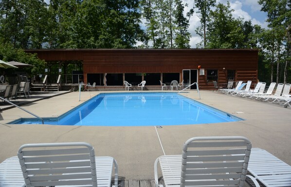 Outdoor pool, sun loungers