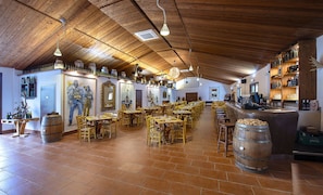 Dinner served, Italian cuisine, garden views
