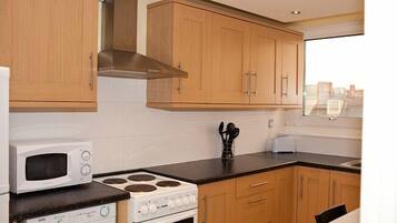 Full-sized fridge, microwave, oven, stovetop