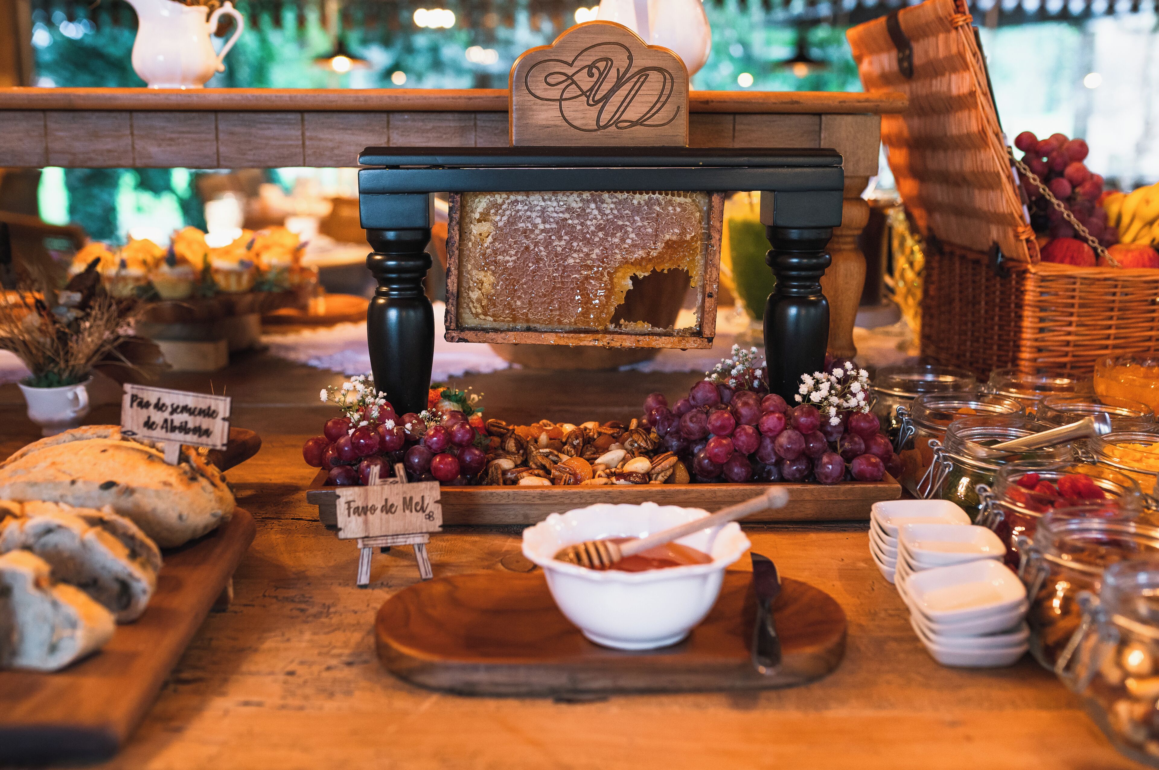 A buffet setup with various food items and a sign indicating a special menu.