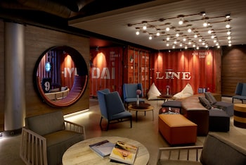 Sitting area in hotel lobby at Hotel Zephyr San Francisco