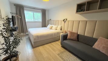 Ropa de cama de alta calidad, minibar y cortinas blackout