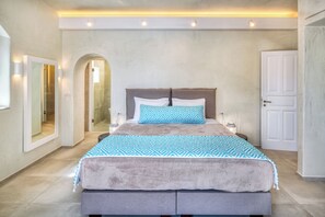 Premium Villa, 2 Bedrooms, Private Pool | 2 bedrooms, Frette Italian sheets, premium bedding, in-room safe - Sienna Eco Resort (Santorini)