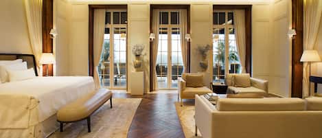 Premium bedding, down comforters, pillowtop beds, minibar