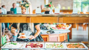 A buffet setup with various food options. - Hotel Boryana (Kranevo)