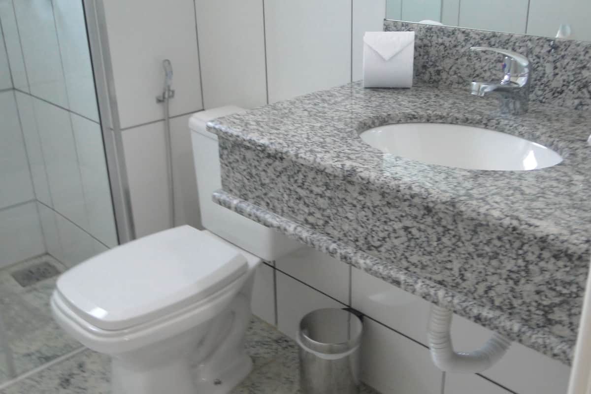 free toiletries, hair dryer, bidet, towels