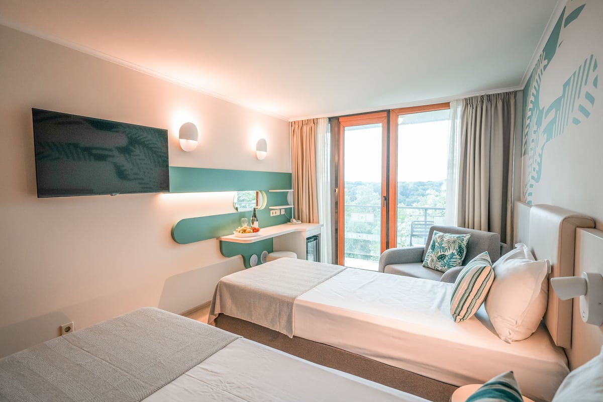 Standard Double Room | Een minibar, een bureau, een laptopwerkplek, een strijkplank/strijkijzer