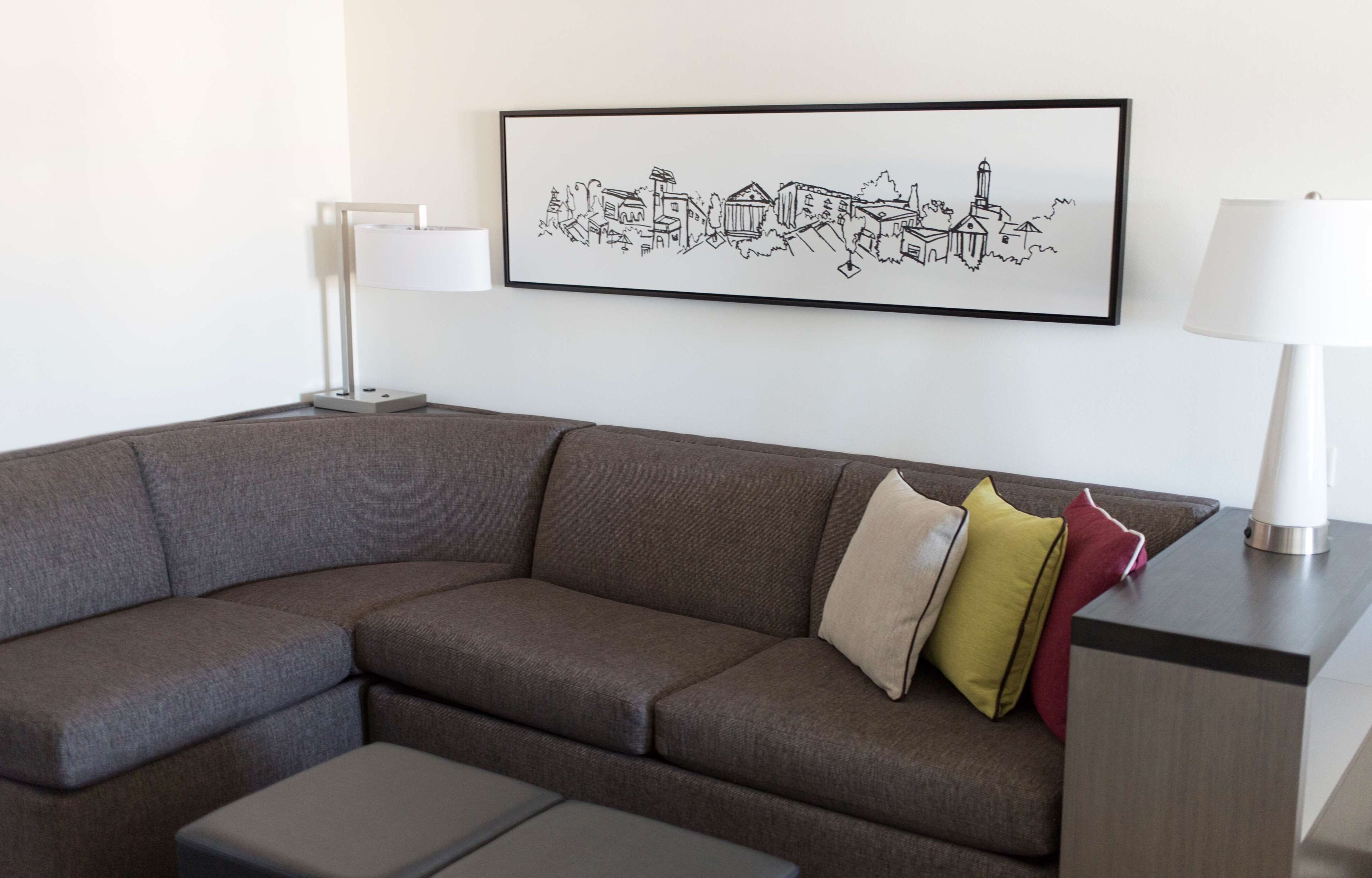 Down comforters, pillowtop beds, desk, iron/ironing board