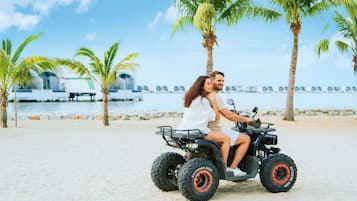 Private beach, beach umbrellas, kayaking