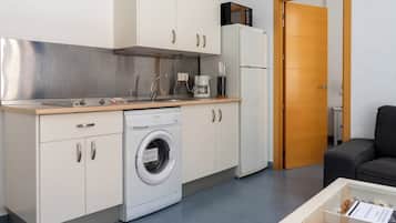 Apartment, 1 Bedroom, Balcony | Private kitchen | Full-size fridge, microwave, stovetop, coffee/tea maker