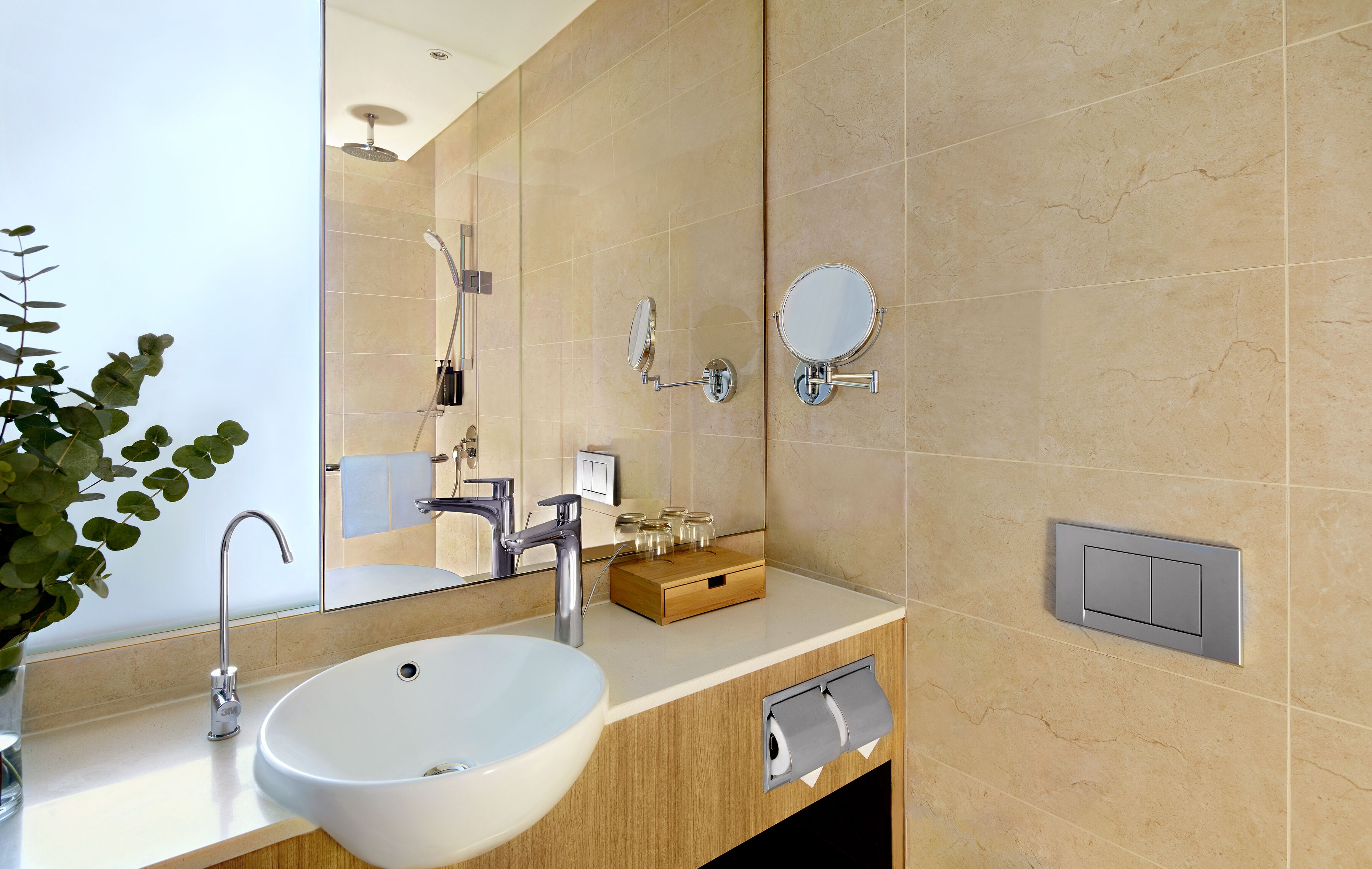 shower, free toiletries, hair dryer, slippers