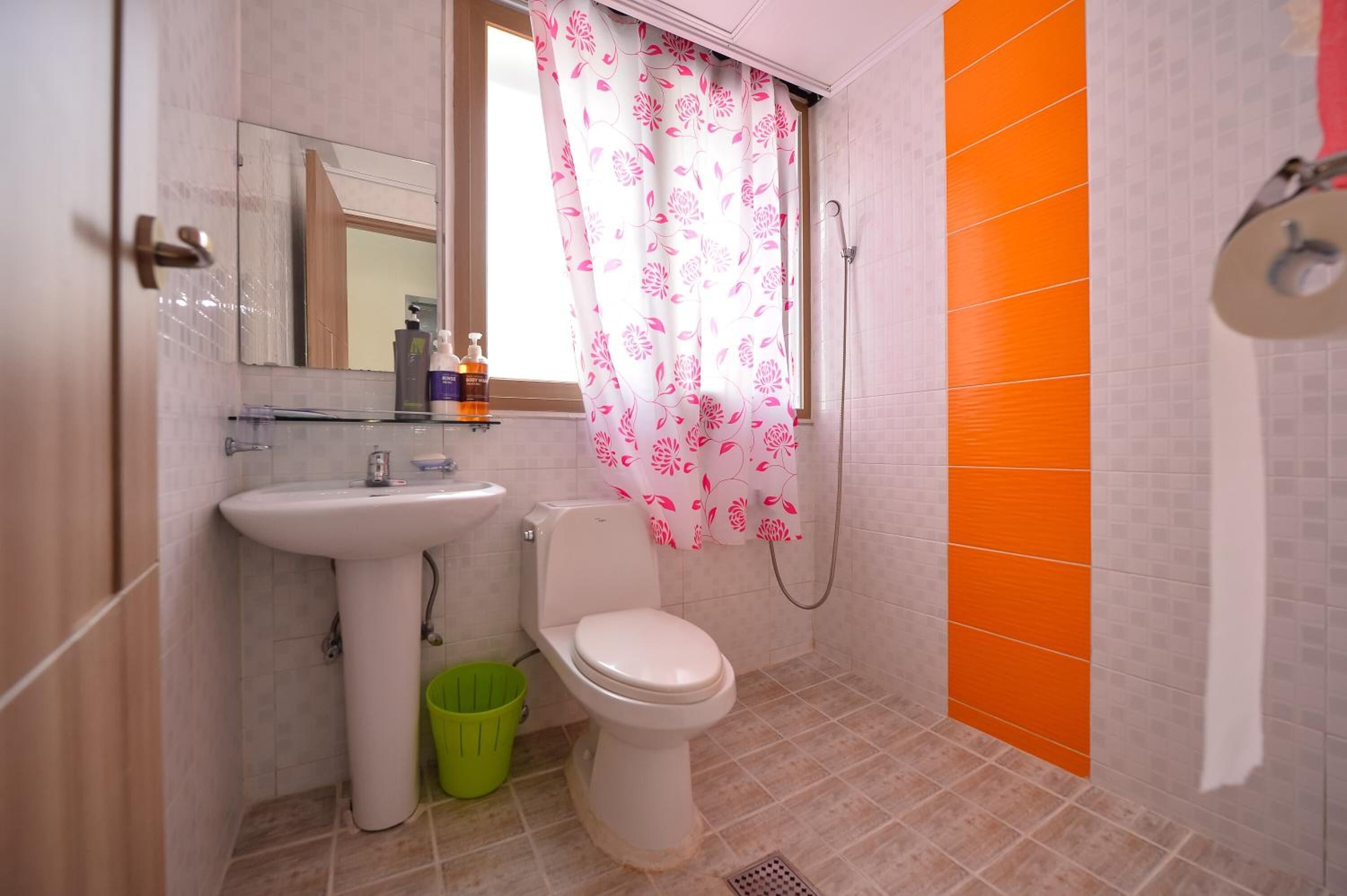 shower, free toiletries, hair dryer, slippers