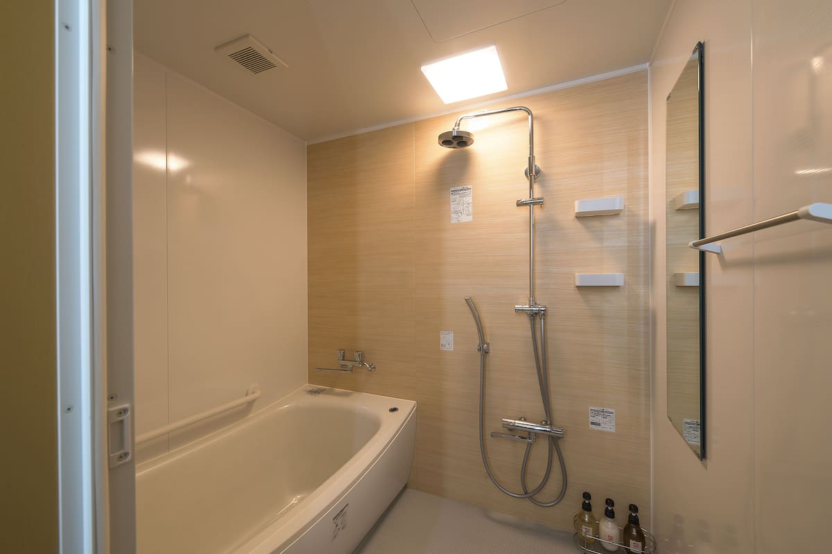 shower, free toiletries, hair dryer, slippers