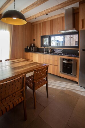 Fridge, microwave, stovetop, toaster