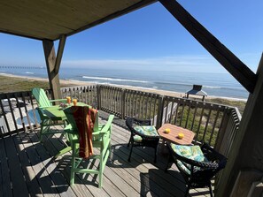 Outdoor dining - 2026: Truly Oceanfront. The Penthouse in Duck, has Amazing Ocean Views! (Duck)