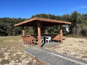 Outdoor dining - 2026: Truly Oceanfront. The Penthouse in Duck, has Amazing Ocean Views! (Duck)