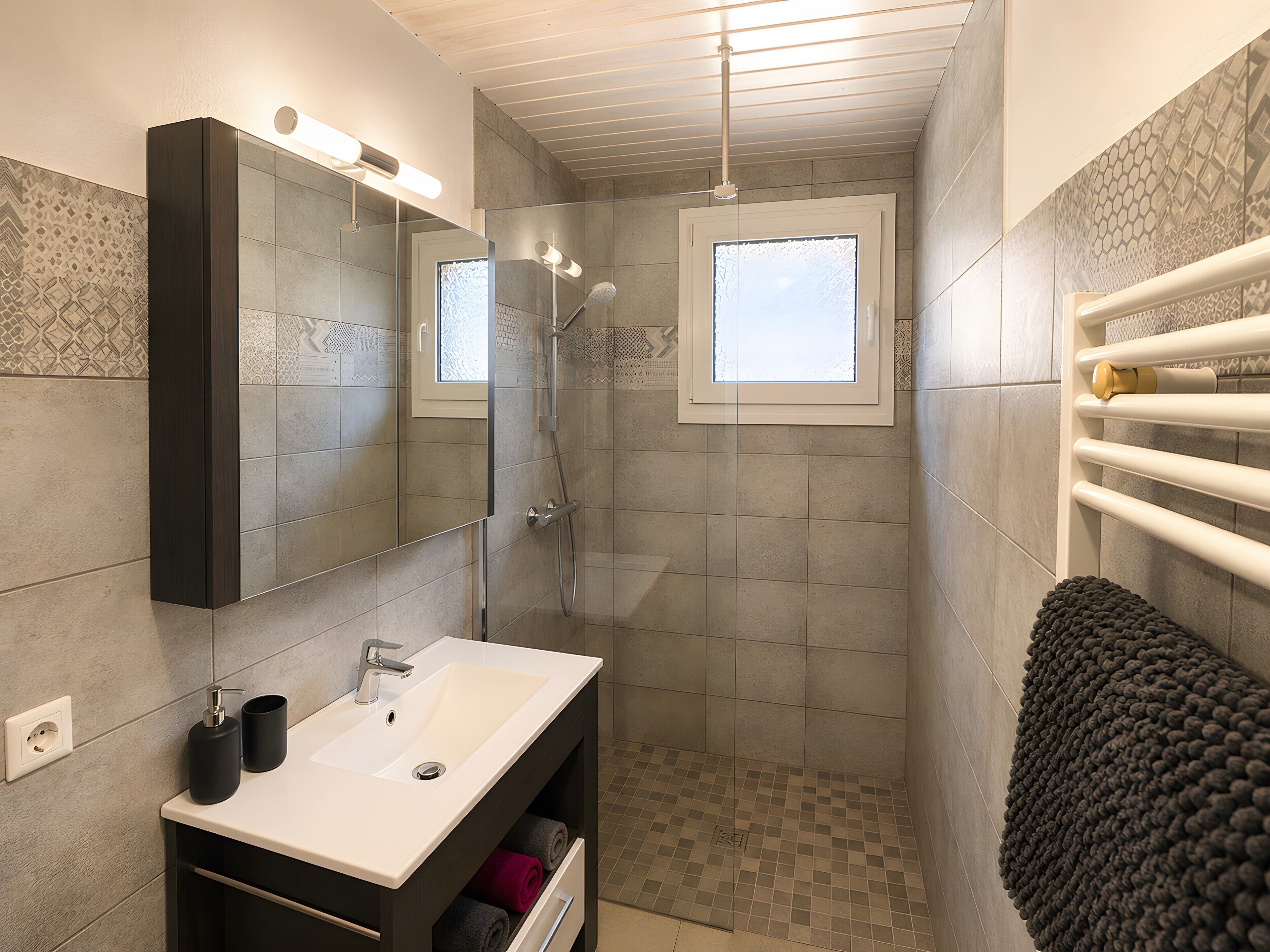 Shower, hair dryer