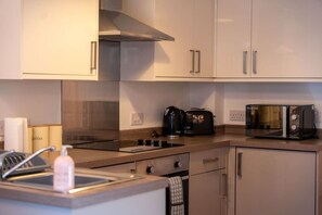Fridge, microwave, oven, toaster