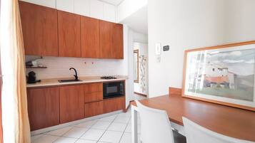 Fridge, oven, stovetop, cookware/dishes/utensils